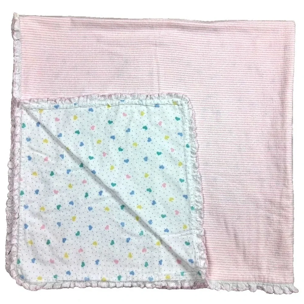 Vtg Pastel Hearts Pink White Stripe Handmade 46